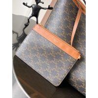 canvas Celine soft shoulder hobo tote commuter worker office bag with removeable zipper pouch - 图片 9