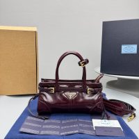 burgundy Prada Bolide Mini Handbag in Polished Calfskin