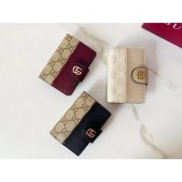 Gucci GG Supreme Burgundy Leather Card holder Wallet - 图片 4