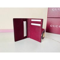 Gucci GG Supreme Burgundy Leather Card holder Wallet - 图片 6
