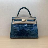 Shiny Nile crocodile Her^^m Kelly 25cm luxury design tote structured shopper handbag - 图片 7