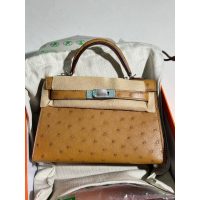 ostrich Hermes mini kelly pochette GHW full handmade boutique inclusion