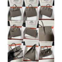 Hermes etaupe birkin 25 sellier handbag-epsom calfskin PHW full handmade boutique inclusion