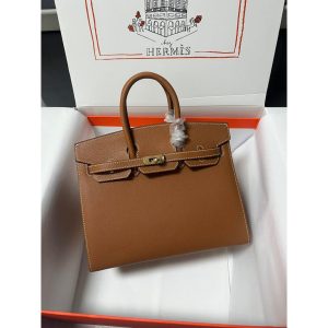 Hermes birkin 25 sellier handbag -gold brown epsom calfskin GHW full handmade boutique package