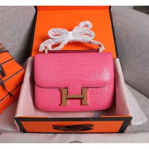 Hermes constance 24 shoulder messenger flap GHW-croco-effect calfksin boutique inclusion