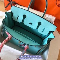togo Hermes birkin 25 Bleu Atoll handbag GHW full handmade boutique inclusion