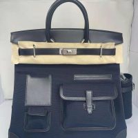 Hermes birkin hac 40 cargo travel luggage -canvas swift leather full handmade/boutique inclusion