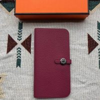 togo Hermes dogon bifold long wallet/passport card holder PHW full handmade/boutique inclusion