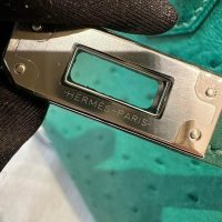 hermes Vert Jade birkin 25 handbag PHW in ostrich leather full handmade/boutique inclusion