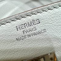 Hermes birkin 25 top-handle handbag PHW-craie swift leather full handmade/boutique inclusion