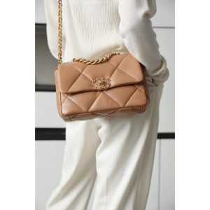 Chanel 19 small shoulder flap bag in quilted lambskin