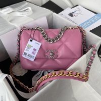 Chanel 19 small shoulder flap bag in quilted lambskin