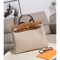Hermes Herbag Zip 31 canvas tote bag. with detachable clutch full handmade