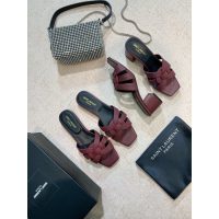 YSL chunky-heel half drag shoes heel summer sandal pump healthy indoor slipper size35-42 4cm heel - 图片 6