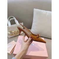 COD 缪缪 Miu kitten heel slingback pointed heel pump sandal in patent leather size35-42 5.5cm height - 图片 3