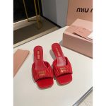COD lambskin 缪缪 Miu kitten heel slide mules summer heel sandal slipper size35-41 5.5cm height