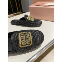Miumiu flat slide mules casual half drag shoes elegant summer sandal slipper size35-41 - 图片 9