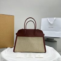 The Row margaux 15 canvas shopper tote weekender travel carryall handbag in smixed material
