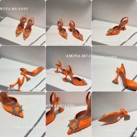 Amina Muaddi satin heel sandal pump crystal-sunflower dinner party footwear size35-42 10cm - 图片 7