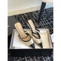 Chanel kitten heel slide mules half drag shoes casual heel sandal slipper size35-40 - 图片 5