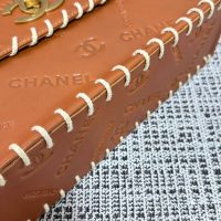 Vintage Chanel Whipstitch shoulder flap Bag in logo-embossed Tan calfskin