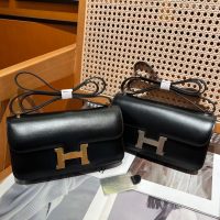 Hermes constance elan shoulder flap bag-burgundy box calfskin full handmade boutique inclusion