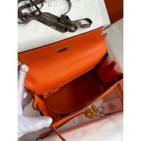 tangerine Hermes Kelly 25 handbag-Togo calfskin GHW full handmade boutique inclusion