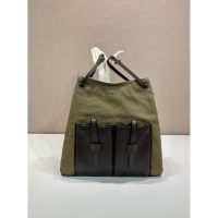 Olive Prada route large Tote Bag with cargo pocket