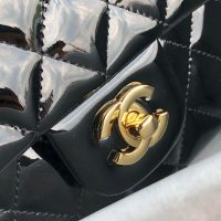 Chanel Medium shoulder double Flap Bag in black Patent Leather