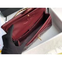 Chane Cf25 l Medium Double Flap Bag in burgundy Patent Leather