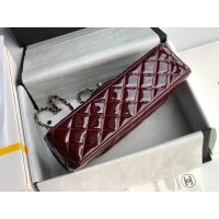 Chane Cf25 l Medium Double Flap Bag in burgundy Patent Leather