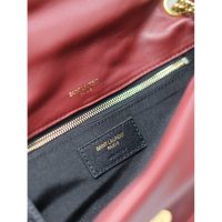 Burgundy YSL CALYPSO underarm baguette messenger flap slouchy cosmetic pouch in lambskin - 图片 9
