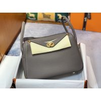 togo Hermes etain lindy 26 shoulder tote bag GHW full handmade boutique inclusion