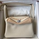 Craie Hermes Lindy 26 top-handle handmade handbag holiday traveling tote with protective feet