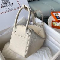 Craie Hermes Lindy 26 top-handle handmade handbag holiday traveling tote with protective feet