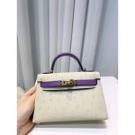 ostrich leather Her.mes mini kelly pochette sling crossbody shoulder mobilephone bag handmade stitch