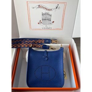 Hermes mini evelyne shoulder tote bag GHW in togo calfskin full handmade/boutique inclusion
