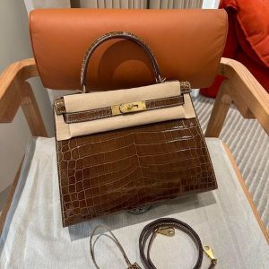 hermes kelly 28 top-handle bag GHW in nile crocodile full handmade/boutique inclusion