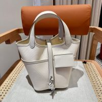 Hermes picotin 18 mini trench canvas bucket tote SHW full handmade