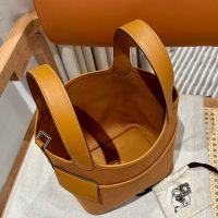 Hermes picotin 18 mini canvas bucket tote-gold brown SHW full handmade