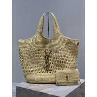 YSL Raffia resort beach tote holiday holdall storage handbag shoulder shopper tote