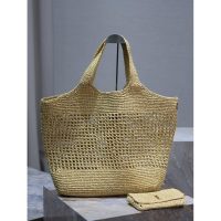 YSL Raffia resort beach tote holiday holdall storage handbag shoulder shopper tote - 图片 6