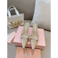 COD 缪缪 Miu pointed heel pump sandal kitten heel slingback in patent leather size35-42 5.5cm height