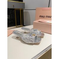 COD lambskin 缪缪 Miu kitten heel slide mules summer heel sandal slipper size35-41 5.5cm height - 图片 4