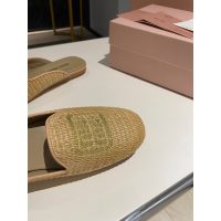 Miumiu flat slide mules casual half drag shoes elegant summer sandal slipper size35-41 - 图片 5