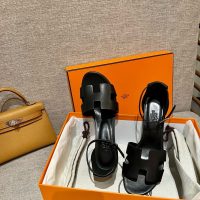 Hermes women's block-heel Strappy Sandals in Tan Calfskin size35-42 boutique inclusion
