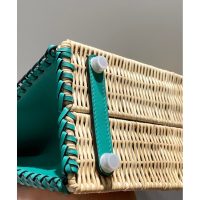 limited edition Hermes wicker Birkin 25 picnic handbag SHW-full handmade boutique package