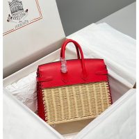 limited edition Hermes wicker Birkin 25 picnic handbag-full handmade boutique package