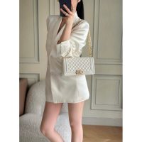 vintage Chanel medium boy bag in diamond-quilted lambskin