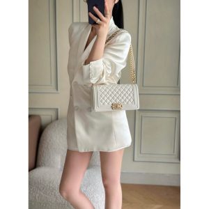 vintage Chanel medium boy bag in diamond-quilted lambskin
